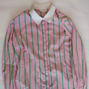 Vintage LIZ CLAIBORNE pink striped long sleeve Button SHIRT size M Petite